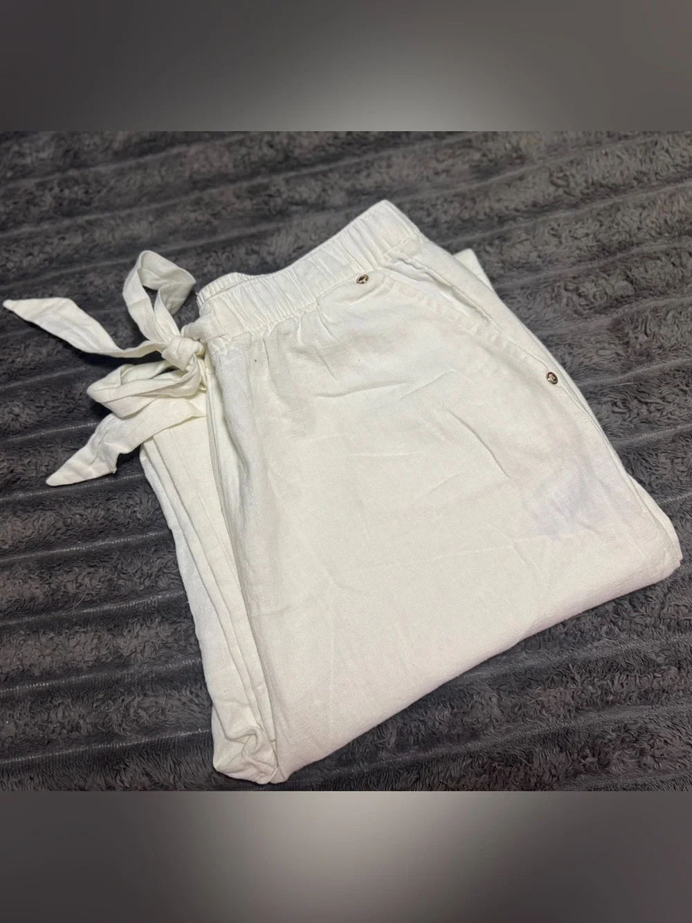 Michael Kors Cream Drawstring Linen Joggers